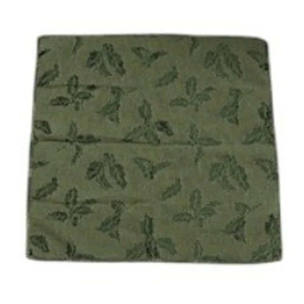 Holiday Jacquard Cloth Napkins Set of 5 Green Holly Leaves Christmas Linens